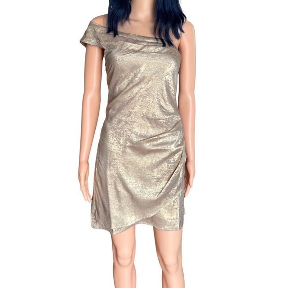 NWT Lost + Wander Pixie Dust Gold Metallic Mini Cocktail Dress - Picture 4 of 8